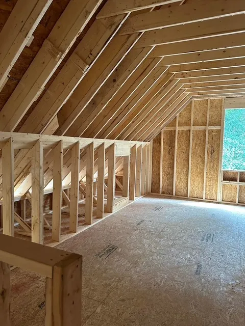 Interior framing of a custom home under construction by 3-G Custom Homes
